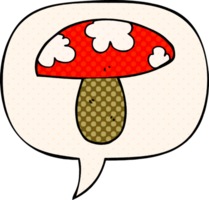 cartoon mushroom with speech bubble in comic book style png