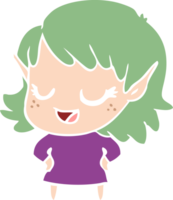 happy flat color style cartoon elf girl png