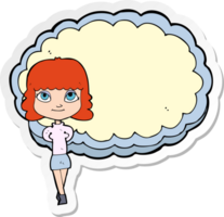 klistermärke av en tecknad kvinna framför molnet png