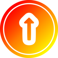 pekande pil cirkulär ikon med värma lutning Avsluta png