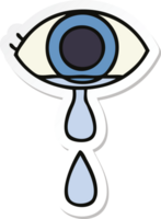 sticker of a cute cartoon crying eye png