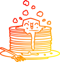 warm gradient line drawing of a stack of tasty pancakes png