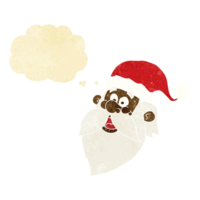 cartoon jolly santa claus face with thought bubble png