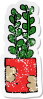 autocollant en détresse d'une plante de dessin animé png