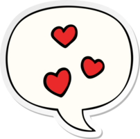 cartoon love heart with speech bubble sticker png