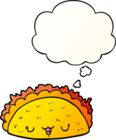 taco de dibujos animados y burbuja de pensamiento en estilo degradado suave png