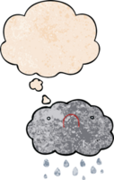 cute cartoon cloud and thought bubble in grunge texture pattern style png