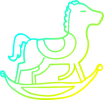 cold gradient line drawing of a cartoon rocking horse png