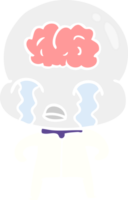 flat color style cartoon big brain alien crying png