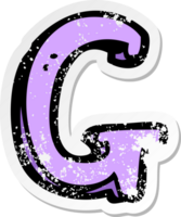 retro noodlijdende sticker van een tekenfilm letter g png