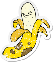 distressed sticker of a cartoon rotten banana png