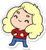 sticker cartoon of a cute kawaii girl png