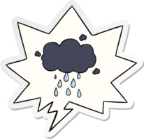 cartoon cloud raining and speech bubble sticker png