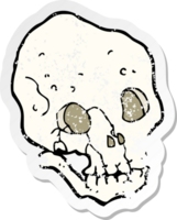 retro distressed sticker of a cartoon spooky skull png