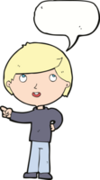 cartoon boy pointing with speech bubble png