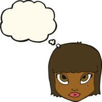 cartoon female face with thought bubble png