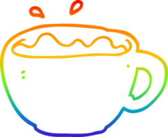 rainbow gradient line drawing cartoon coffee cup png