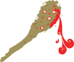 flat color illustration of a cartoon bloody stone age club png