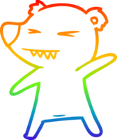 arcobaleno gradiente linea disegno arrabbiato orso polare cartone animato png