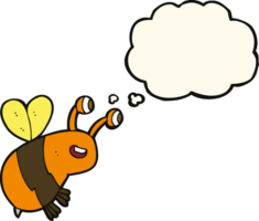 abeja feliz de dibujos animados con burbuja de pensamiento png