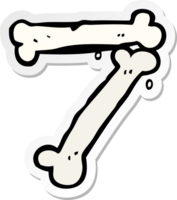 sticker of a cartoon halloween bone number png