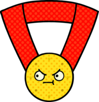 médaille d'or de dessin animé de style bande dessinée png