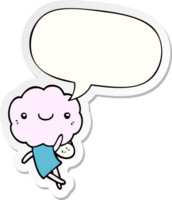 cute cloud head creature and speech bubble sticker png