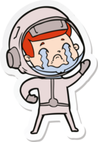 sticker of a cartoon crying astronaut png