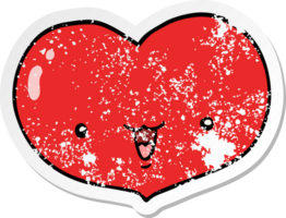 pegatina angustiada de un personaje de corazón de amor de dibujos animados png