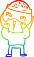 rainbow gradient line drawing cartoon happy bearded man png