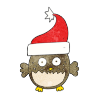 textured cartoon owl wearing christmas hat png