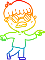 regenbooggradiënt lijntekening cartoon jongen met bril png