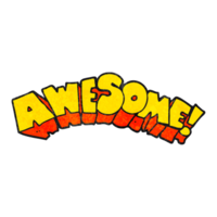 textured cartoon word awesome png