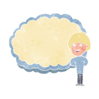 cartoon happy man with cloud text space png