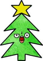 árbol de navidad de dibujos animados de textura grunge retro png