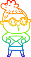 Regenbogen-Gradientenlinie Zeichnung Cartoon-Frau mit Brille png