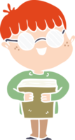 flat color style cartoon boy wearing spectacles png