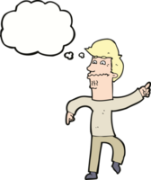 cartoon worried man pointing with thought bubble png