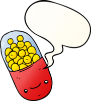 cartoon pill and speech bubble in smooth gradient style png