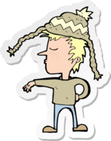 sticker of a cartoon man wearing winter hat png