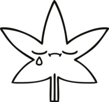 desenho de linha folha de maconha dos desenhos animados png