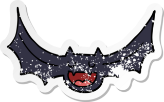 distressed sticker of a cartoon bat png