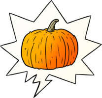 Cartoon-Halloween-Kürbis und Sprechblase in glattem Farbverlauf png