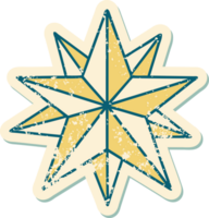 icône de style tatouage autocollant en détresse d'une étoile png