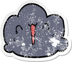 distressed sticker of a happy cloud cartoon png