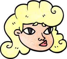 dessin animé doodle visage de filles blondes png