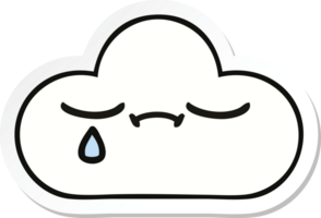 sticker of a cute cartoon sad cloud png