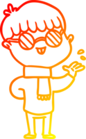 warm gradient line drawing cartoon boy wearing spectacles png