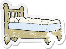 retro distressed sticker of a cartoon bed png