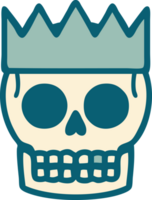 tattoo style icon of a skull and crown png